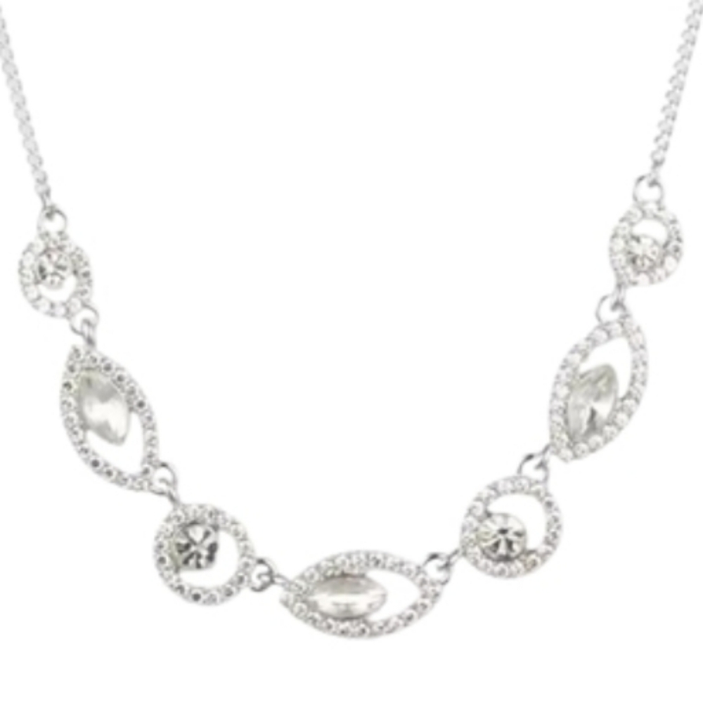Givenchy Silver Crystal Marquise Station Necklace - Picture 5 of 5